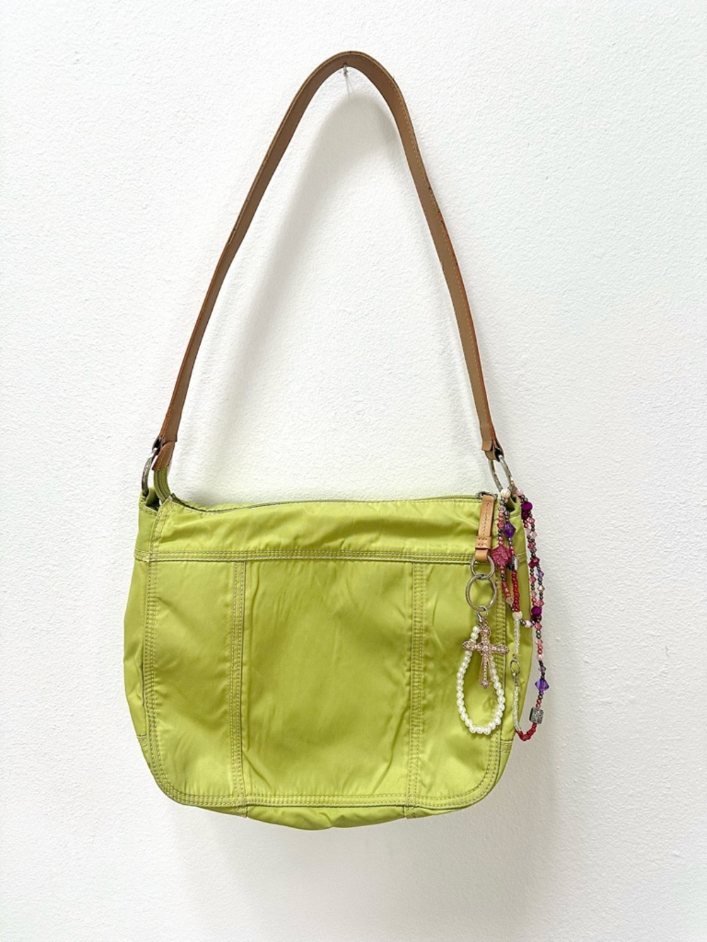 y2k lime green shoulder bag by St. John’s Bay — nylon purse pop of color